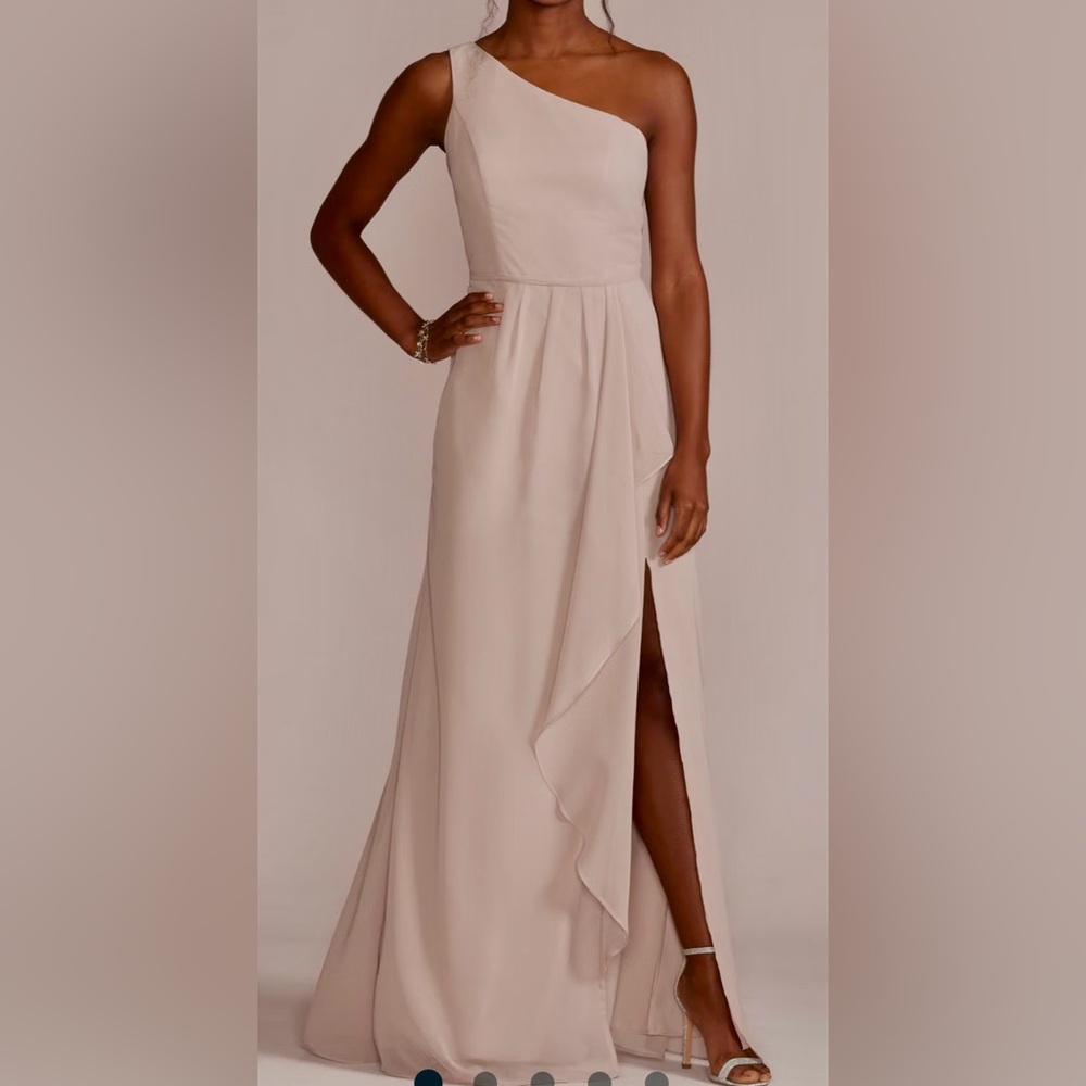 Chiffon One-Shoulder Dress with Cascade